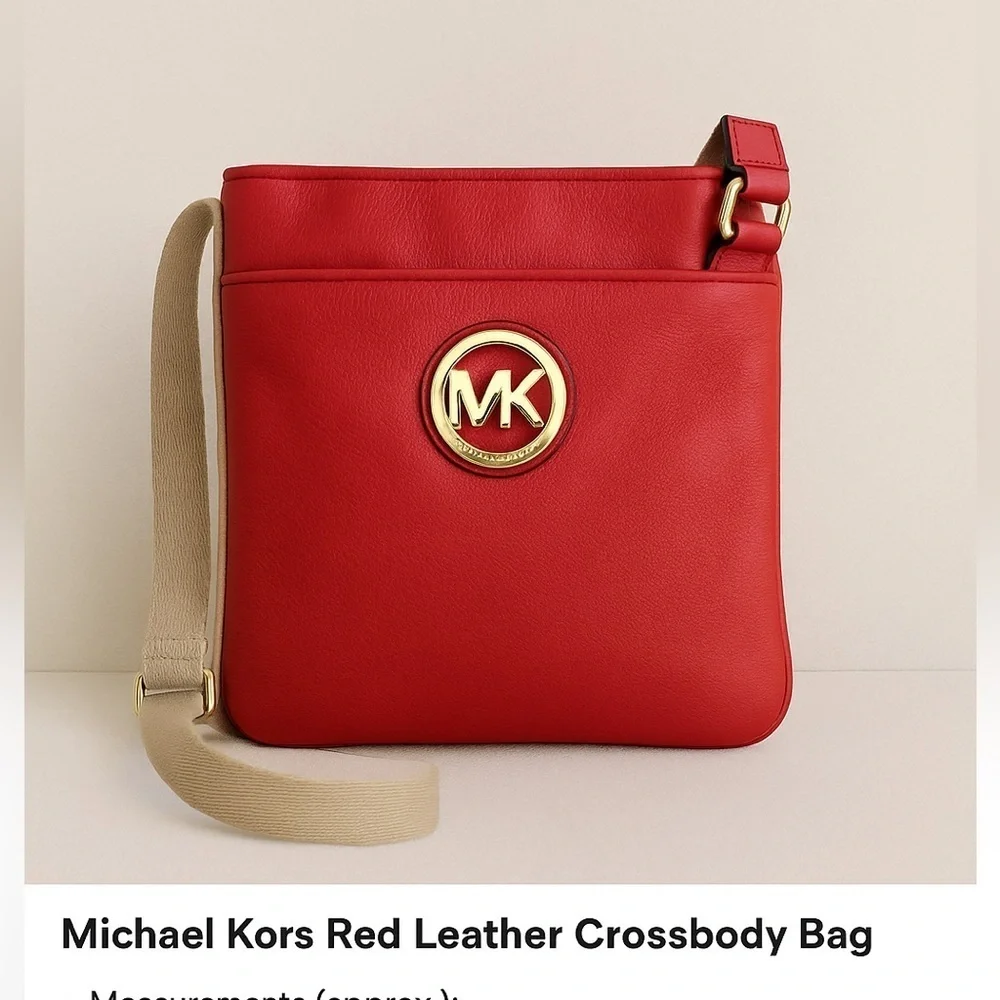 Michael Kors Red Leather Crossbody Bag